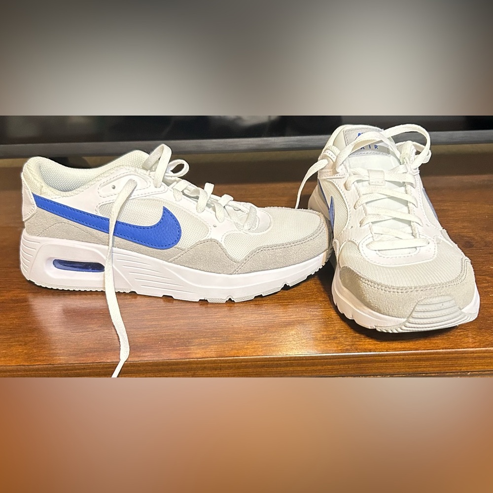 Nike White and Blue Athletic Sneakers